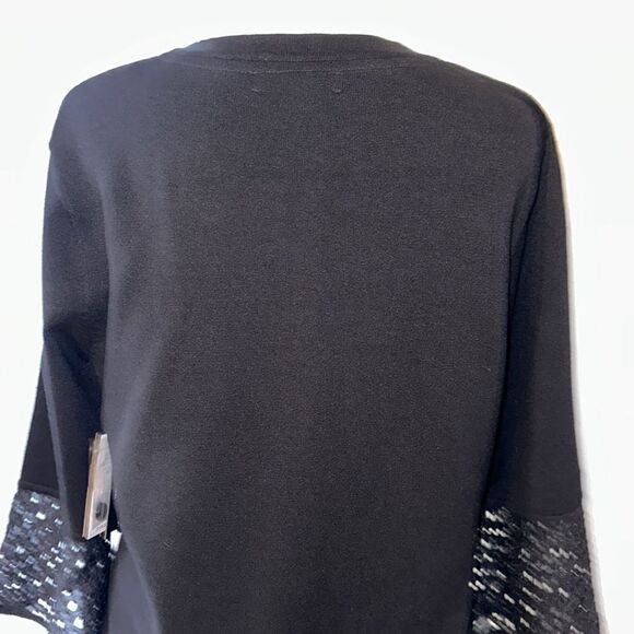 Isaac Mizrahi M Black Lace Bell Sleeve Button Front Knit Cardigan - Picture 4 of 11